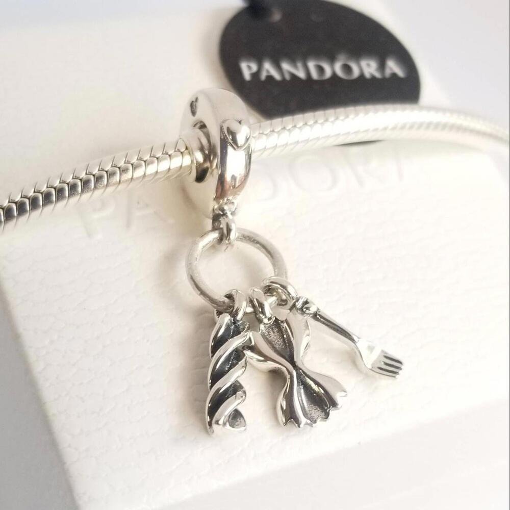 PANDORA Dangle Charm Love Pasta Silver 797435 Travel Italy with Gift Box #149